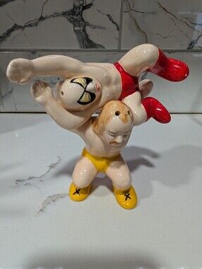 Vintage Wrestling Salt And Pepper Shakers. Hulk Hogan Look A Like